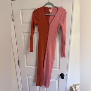 Two tone midi sweater dress size small very stretchy